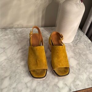 Tory Burch Yellow Suede Slingback Sandals